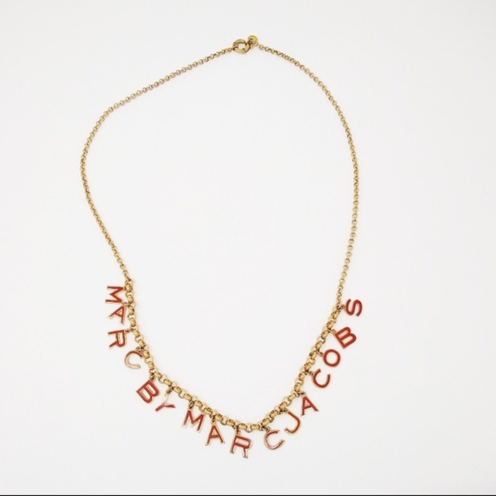 Marc by Marc Jacobs Gold & Red Letter Logo Alphabet Charm Necklace